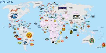 A map of the world by a country’s favourite beer brand