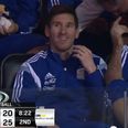 Video: Messi spots himself on camera at NBA game…and absolutely loves it