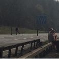Lads spotted having a game of football on the M25 motorway