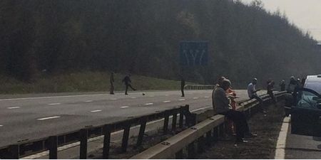 Lads spotted having a game of football on the M25 motorway