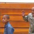 Video: Returning US solider surprises his son with this heart-warming school photobomb