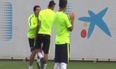 Video: Neymar knees Luis Suarez in the family jewels