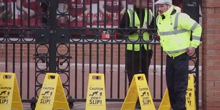 Video: Manchester United fans pull ‘don’t slip’ prank on Liverpool one year on from Gerrard’s howler