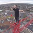 Video: Free climber scales this huge crane…to have a protein shake