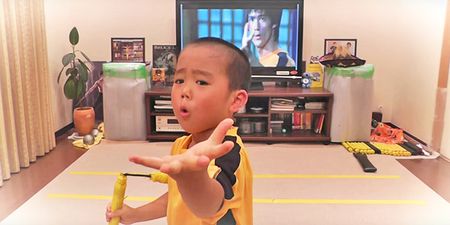 Badass kid reenacts Bruce Lee’s ‘Game of Death’ fight scene to perfection
