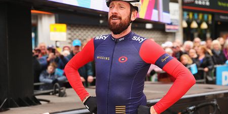 Video: Watch Bradley Wiggins speed past another cyclist in Yorkshire road race