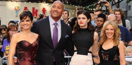 The Rock smashes selfie world record on San Andreas red carpet