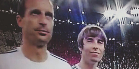 Liam Gallagher like the cat who got the cream alongside ex-Juventus stars