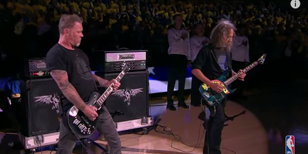 Video: Metallica perform US national anthem with a twist at NBA finals