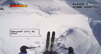 Norwegian’s downhill mountain ski Go Pro video gets the 8-bit treatment