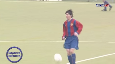 Video: A 14-year-old Lionel Messi playing for Barcelona is wonderful