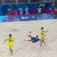 Video: Brilliant beach soccer bicycle kick fires up Baku games