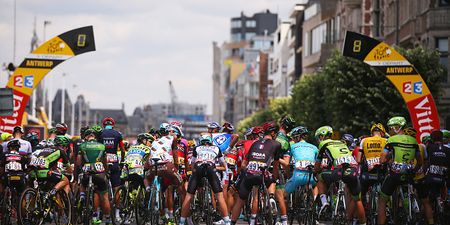 Huge crash halts stage three of Tour de France (Vine)