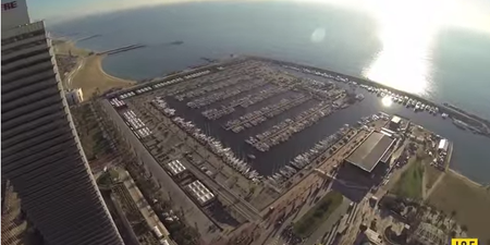 Video: Two adrenaline junkies BASE jumping off Barcelona hotel is as crazy as it sounds