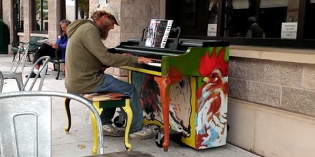 Homeless piano player gets lifeline from local college