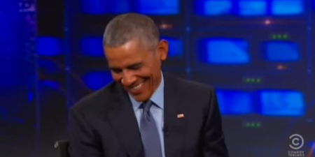 Jon Stewart leaves Barack Obama in hysterics with Donald Trump comment (Video)
