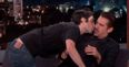 Watch this idiot fan run on stage to sniff Colin Farrell during Jimmy Kimmel Live