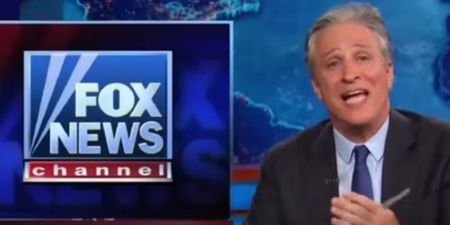 Watch Jon Stewart issue a brilliant parting shot at Fox News…