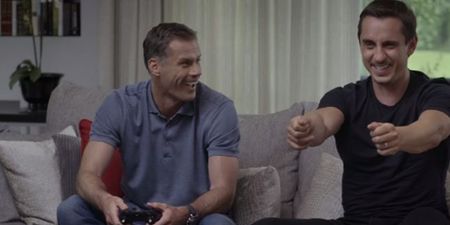 Old rivals Gary Neville and Jamie Carragher having a blast picking their FIFA ’16 dream team (Video)