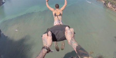BASE jumper pierces parachute to his back before Thailand jump