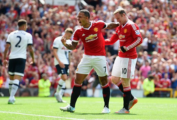 New signing Memphis Depay celebrated with Rooney, who was reluctant to claim credit...