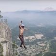 Unharnessed slacklining daredevil breaks record over 1000-ft canyon (video)