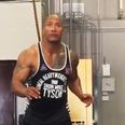 The Rock shows off some seriously slick dance moves in the gym (Video)
