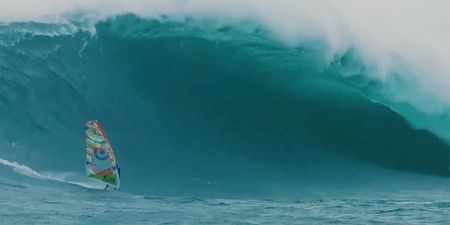 This nutter tackles Tasmania’s deadliest wave…on a windsurfing board (Video)