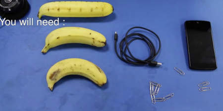 How to charge your mobile phone with a banana (Video)