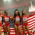 American relay team puts Brits to shame with Charlie’s Angels-style entry (Video)