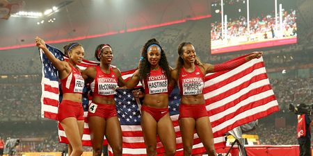 American relay team puts Brits to shame with Charlie’s Angels-style entry (Video)