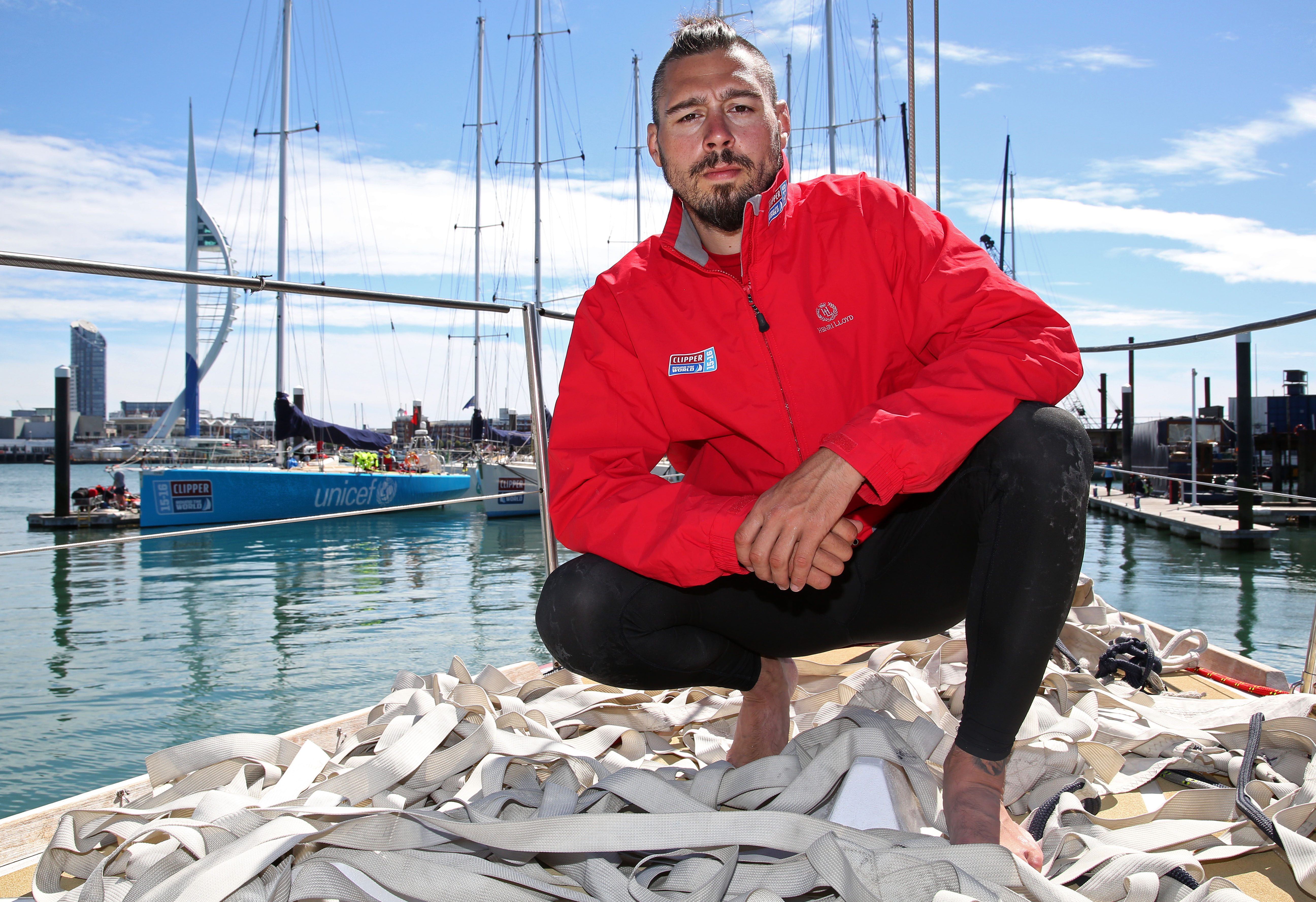 Dan Hardy poses for photographs as part of the Clipper Round the World Race.