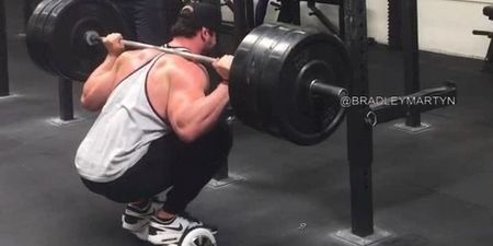 Bradley Martyn squats 140kg on a mini segway (Video)