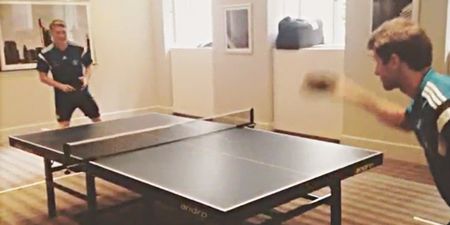 Schweinsteiger proves he can’t finish like Muller…even at ping pong (Video)