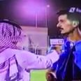 Saudi interviewer gets whacked by waterbomb – and carries on like nothing happened (Video)