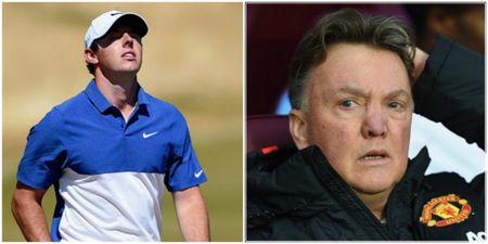 Manchester United fan Rory McIlroy isn’t happy with Louis van Gaal