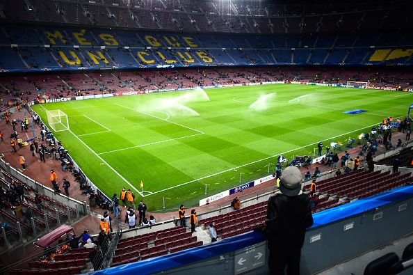 BARCELONA, SPAIN - DECEMBER 10: A general views of the stadium priot to the UEFA Champions League group F match between FC Barcelona and Paris Saint-Germanin FC at Camp Nou Stadium on December 10, 2014 in Barcelona, Spain. (Photo by David Ramos/Getty Images)