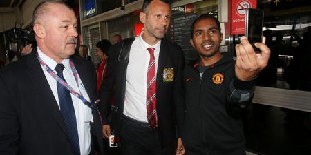 Manchester United star flashes a glimpse of the jazzy lining of his club suit (Pic)