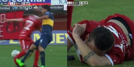Carlos Tevez breaks opponent’s leg in horror tackle (Video)