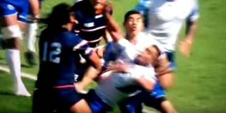 Samoan centre smashed by USA man after 28 seconds of World Cup clash (Video)