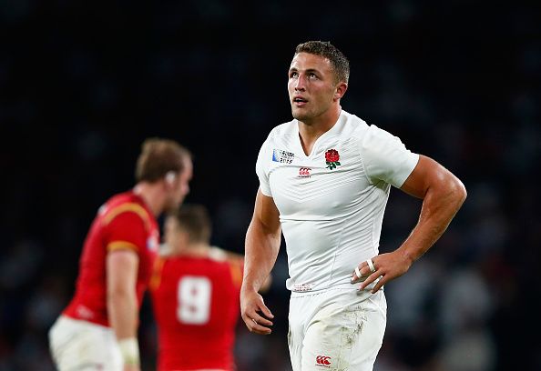 LONDON, ENGLAND - SEPTEMBER 26: Sam Burgess of England looks thoughtful during the 2015 Rugby World Cup Pool A match between England and Wales at Twickenham Stadium on September 26, 2015 in London, United Kingdom. (Photo by Shaun Botterill/Getty Images)