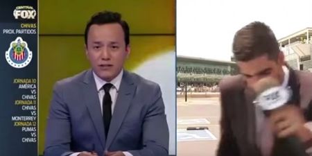 Watch this football reporter get hit by a car live on air
