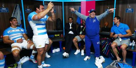 Watch Maradona leading the celebrations in the Argentina rugby team’s dressing room (Video)