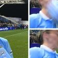 Manchester City star Natasha Harding gets a ball in the face during interview…and club take the p*ss (Video)