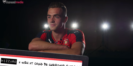 Arsenal defender seems embarrassed to share his musical tastes (Video)