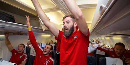 Joe Ledley looks as high as a kite throwing rave shapes in Welsh celebration (Video)