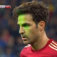 Laser eye surgery for Cesc Fabregas as he misses a pen for Spain (Video)