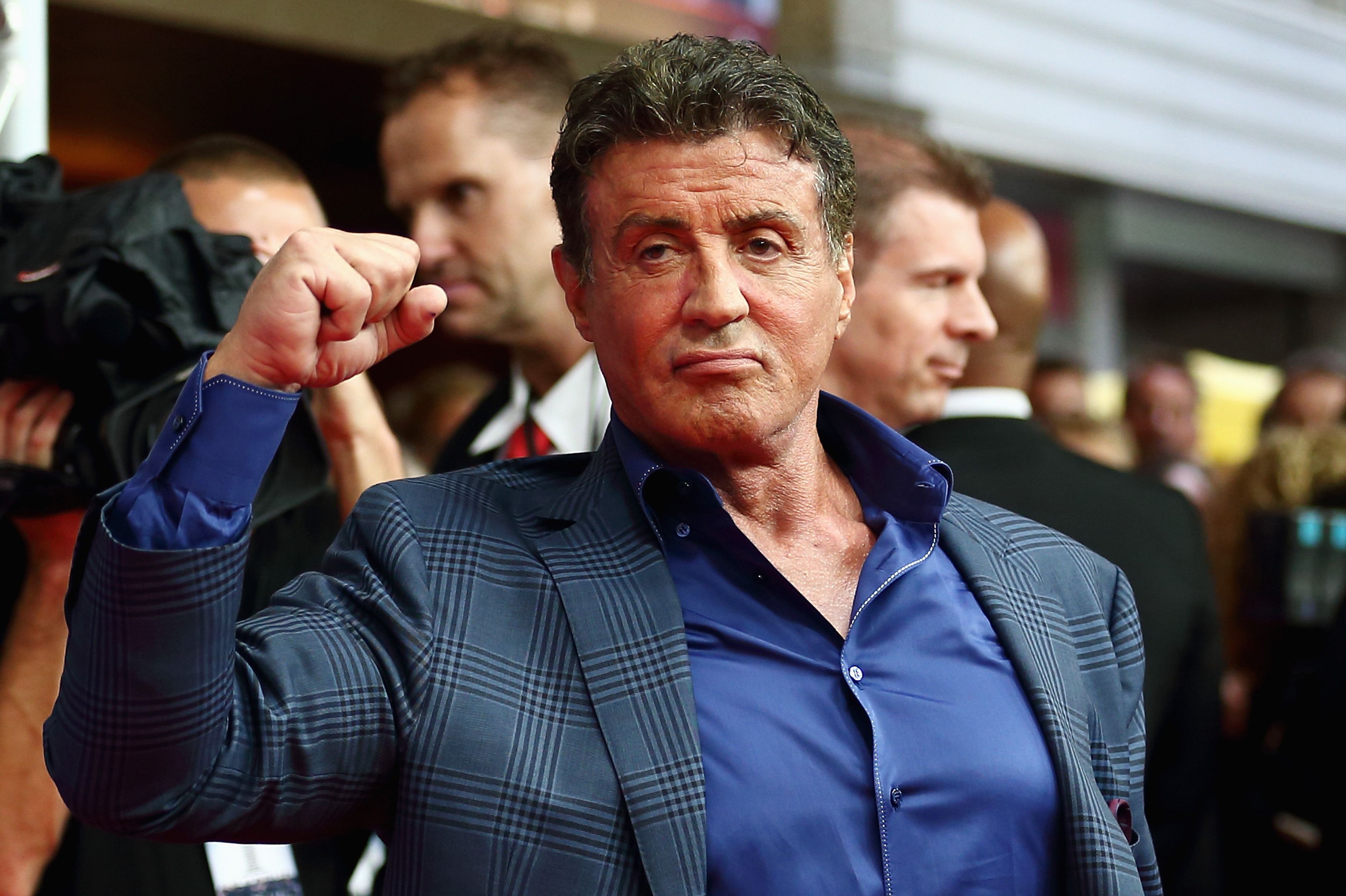 COLOGNE, GERMANY - AUGUST 06: Sylvester Stallone attends the German premiere of the film 'The Expendables 3' at Residenz Kino on August 6, 2014 in Cologne, Germany. (Photo by Andreas Rentz/Getty Images)