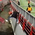 Crowd assist allows Russian pitch invader escape match stewards (Video)