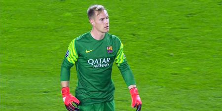 Barca’s keeper outwits opposition striker…at the corner flag (Video)